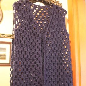 HANDMADE VINTAGE CROCHET LONG VEST(OSFM)